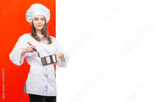 Cook girl. A girl in a chef...
