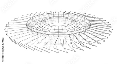 Turbine wheel concept outline. Vector