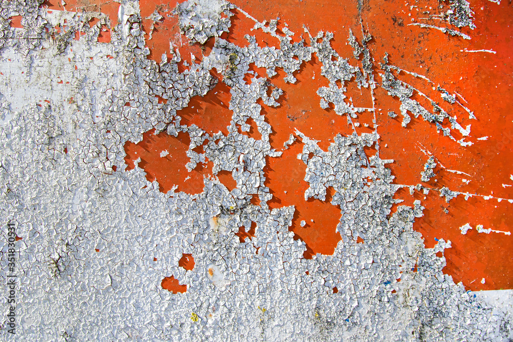 Fototapeta premium Old weathered painting on metal.