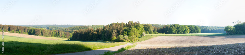 view over rural landscape in swabian alb in spring