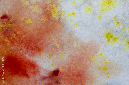 Watercolor color texture background. Watercolor abstraction. Artistic background. Red yellow watercolor background. texture of the salt.