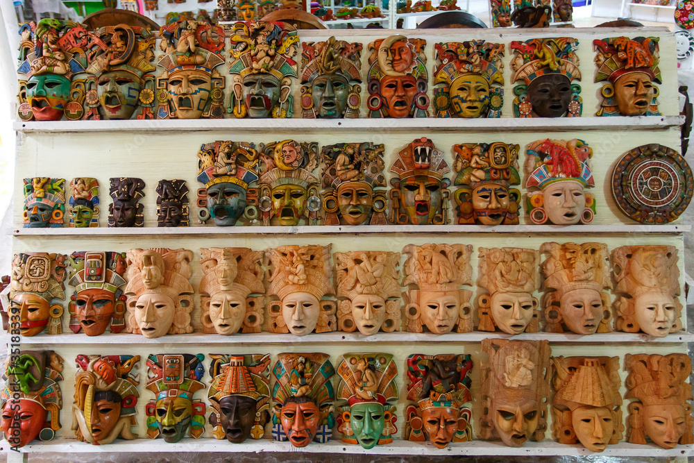 Souvenirs. Mayan masks, Aztec masks