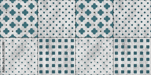 Rustic blue and gray seamless pattern, Ceramic wall tiles Design for interior wall, Vintage Moroccan pattern use for wallpaper, web page background,surface textures & textile, illustration.