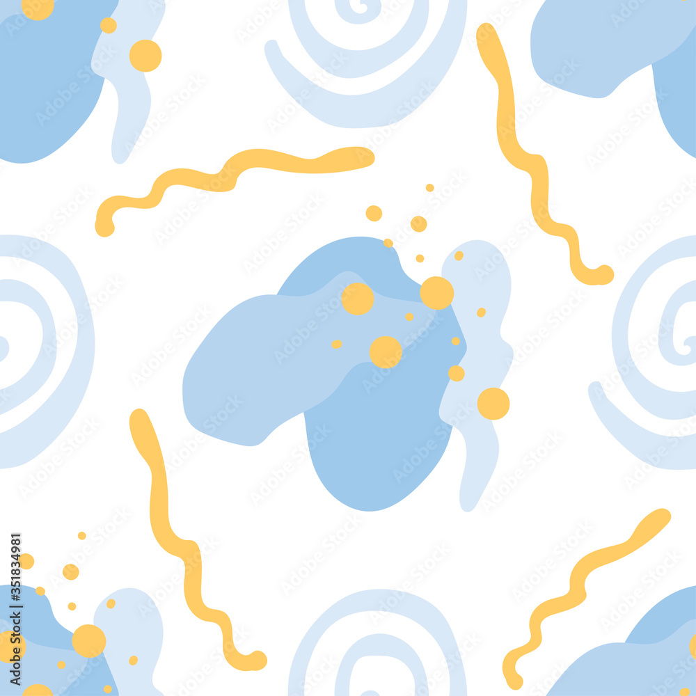 Obraz premium Seamless vector pattern of different form colorful shapes. Abstract background for prints, wallpaper, stationery, textile, scrapbook, web,