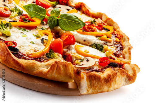 Margherita pizza on white background 