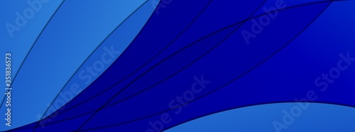 青色と水色の図形が重なる抽象的な背景