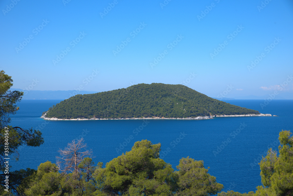 
Skopelos, Greece 5/23/2020. Kastani beach, ready for the tourist season, summer 2020