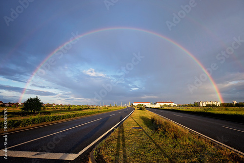 Rainbow over the road
