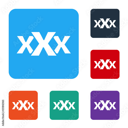 White Sex shop icon isolated on white background. Sex shop, online sex store, adult erotic products concept. Set icons in color square buttons. Vector Illustration