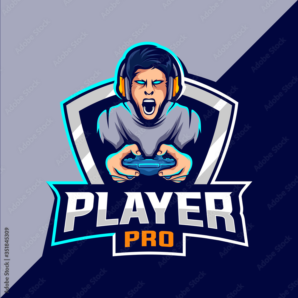 Pro player esport game logo design Stock Vector | Adobe Stock