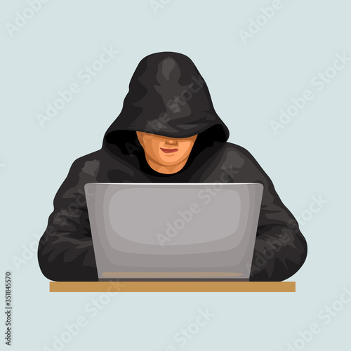 hacker wearing black clothes front