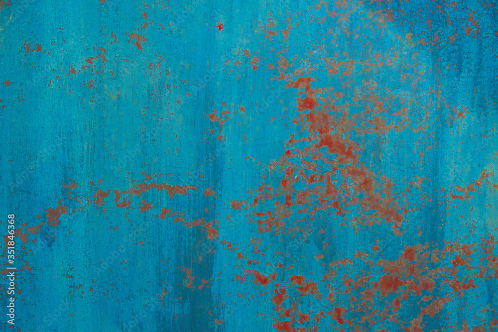 shabby weathered rusty blue iron texture for a wallpaper or background