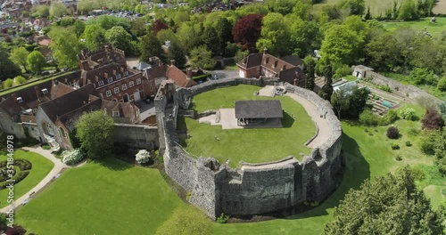 Old keep and modern structure in English Countryside photo
