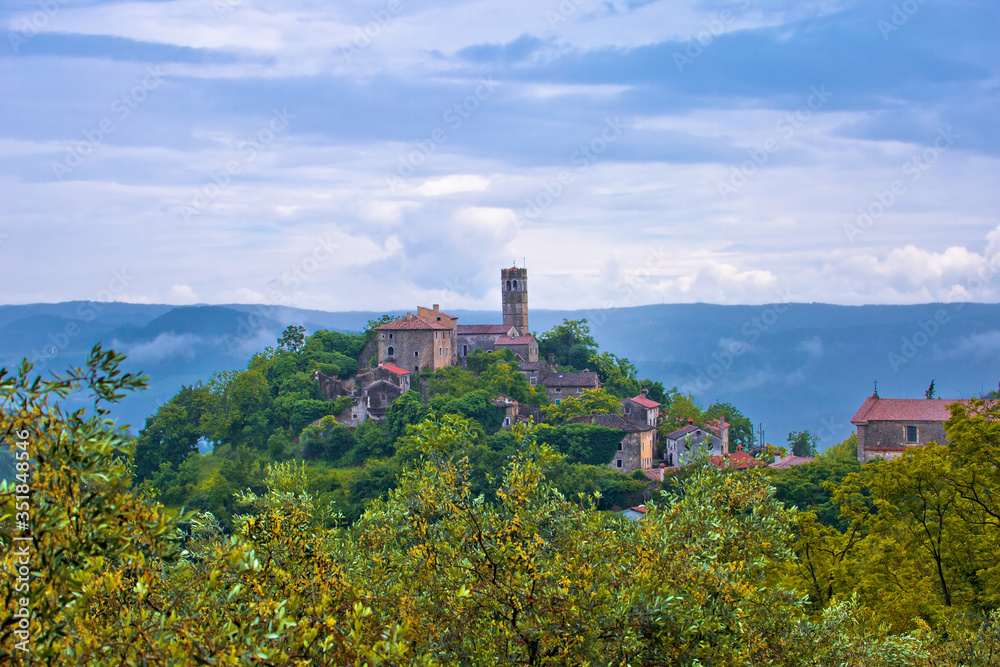 Village of Zavrsje in green landscape of Istria view,