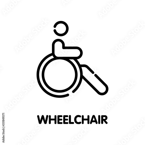 Wheelchair outline icon design style illustration on white background