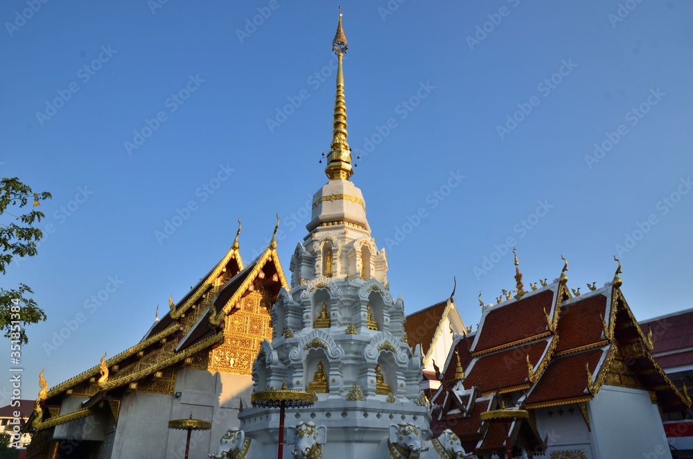 White chedi of Wat Klang Wiang in Chiang Rai