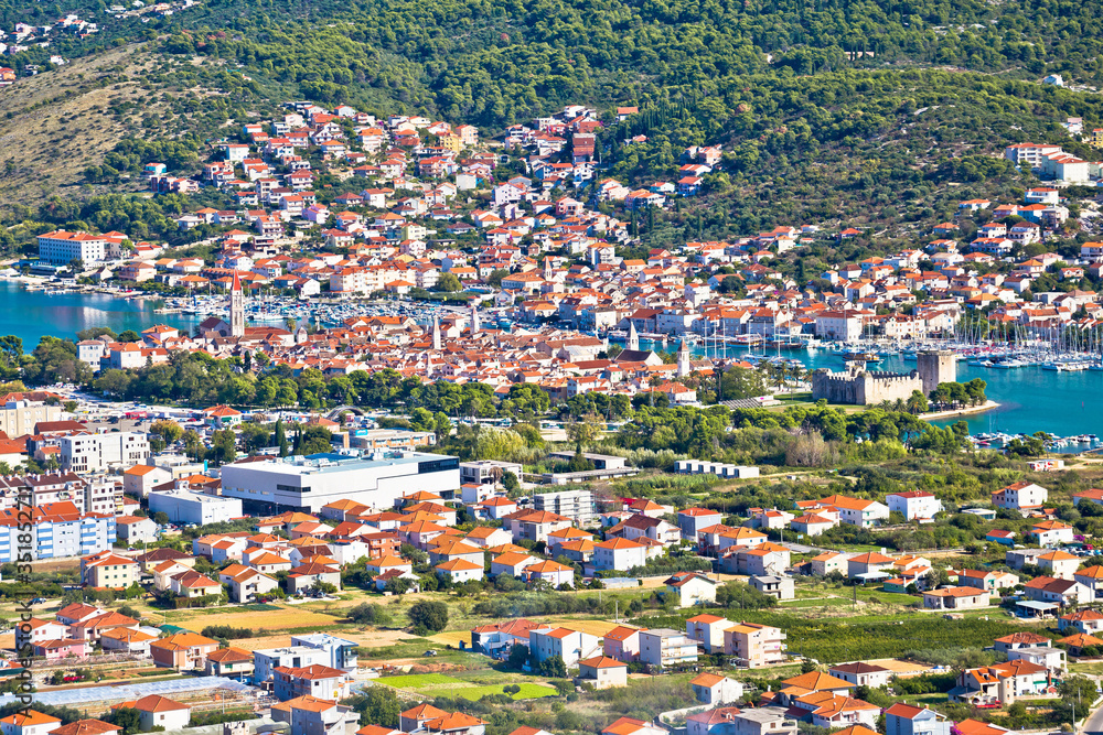 Fototapeta premium Trogir riviera. Town of Trogir view from the hill