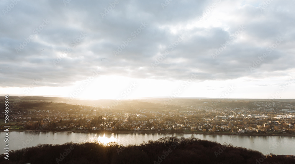 Sunset over Bonn in the fall