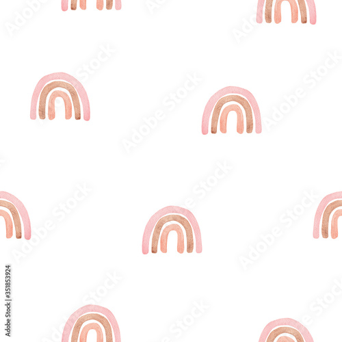 watercolor brown neutral rainbow seamless pattern on white background for fabric,textile,print,wallpaper,wrapping,scrapbooking