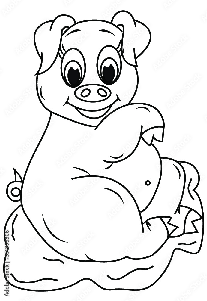 Fototapeta premium outline cartoon coloring book/animal/vegetable/ character