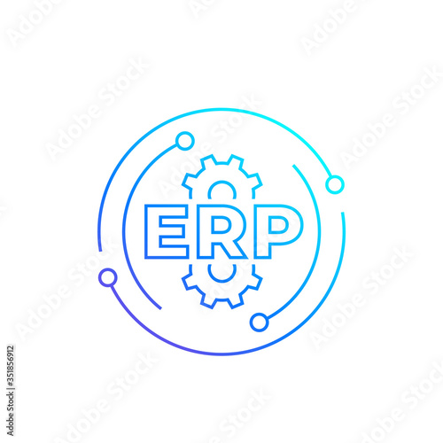 ERP, enterprise resource planning, line vector icon