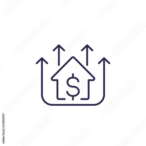house prices growing line icon