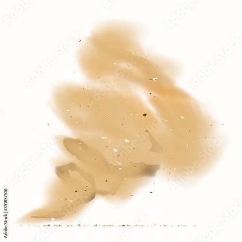 Tornado, twister. Clouds of smoke or dust with dirt microscopic particles 3d realistic vector illustration