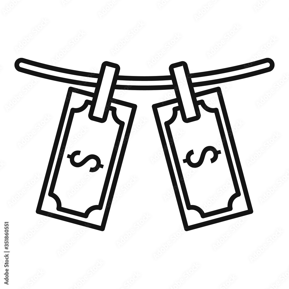 Money bancnote after wash icon. Outline money bancnote after wash ...