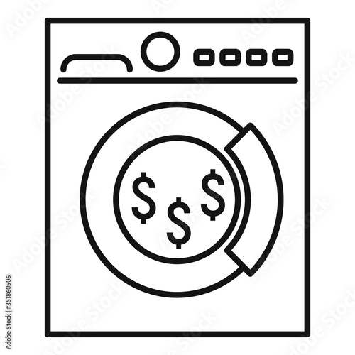 Money wash machine icon. Outline money wash machine vector icon for web design isolated on white background