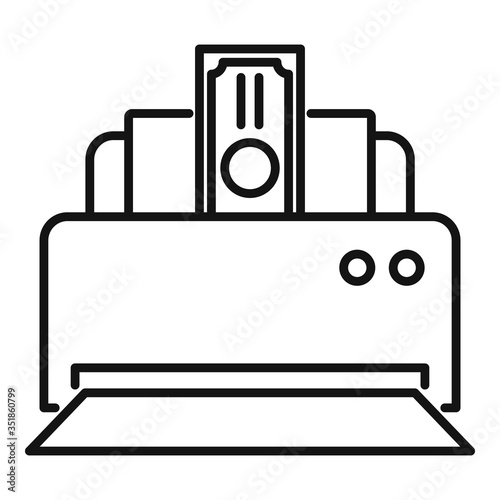 Money wash printer icon. Outline money wash printer vector icon for web design isolated on white background