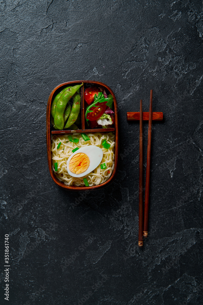 Japanese lunch bento box. Take away concept