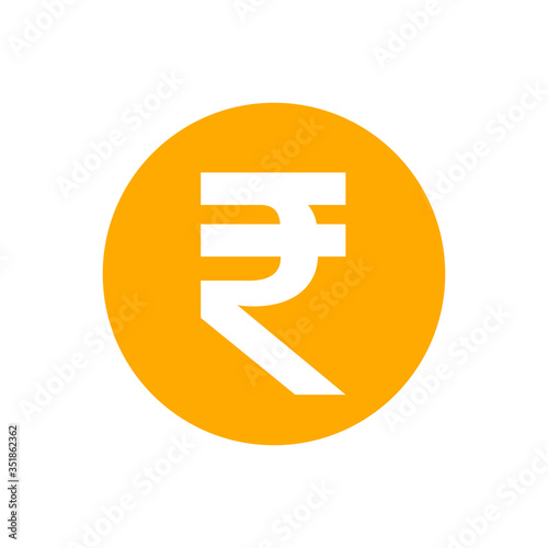 rupee currency coin orange for icon isolated on white, rupee money for app symbol, simple flat rupee money, currency digital rupee coin for financial concept