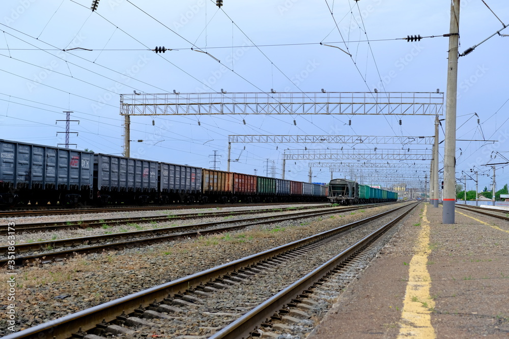 Railroad rails in Russia. Concrete sleepers
Railroad rails in Russia. Concrete sleepers