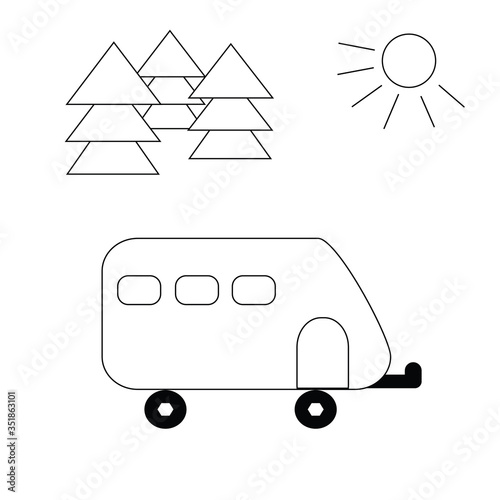 Motorhome vector illustration icon isolated. White background.