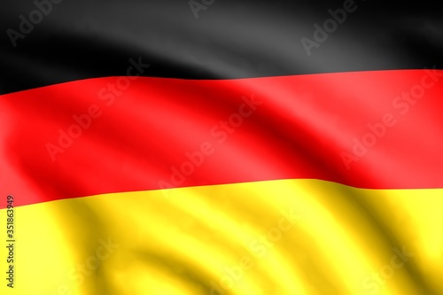 Flag of Germany. Background with folds. 3D render.