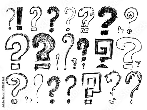 Set of Different Question Marks, Quest and Inquire Symbols