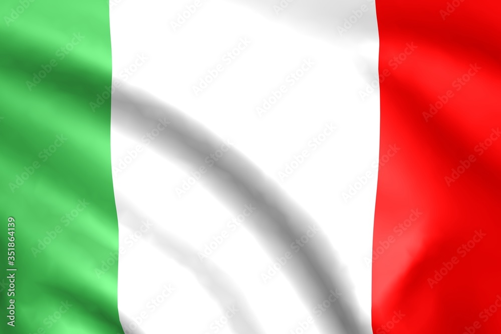 Flag of Italy. Background with folds. 3D render. Flag of Italy. Background with folds. 3D render.
