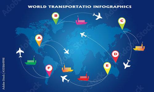 transportation logistics. vector illustration Air cargo trucking transportation maritime shipping. On-time delivery. 