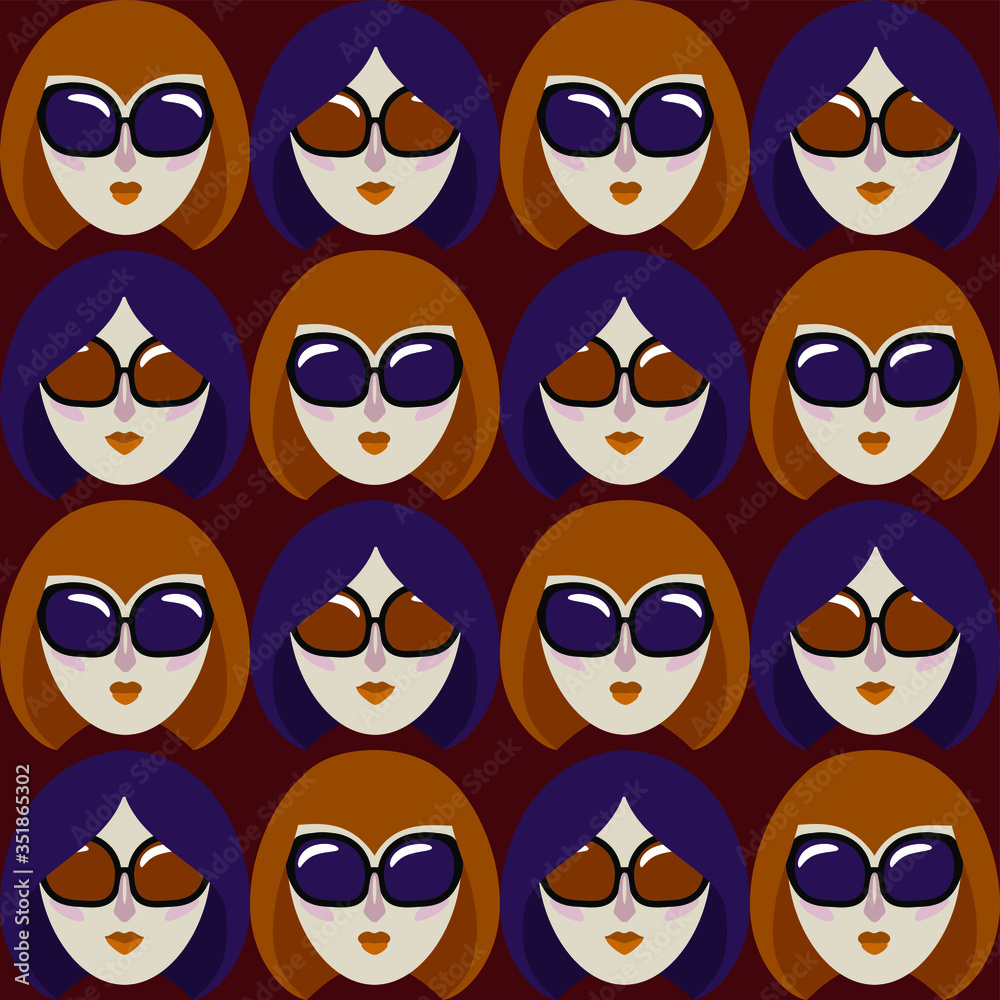 seamless pattern with woman faces seamless pattern with woman faces