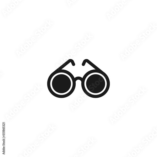Round glasses with black lenses icon. Isolated on white. Blind eyeglasses.