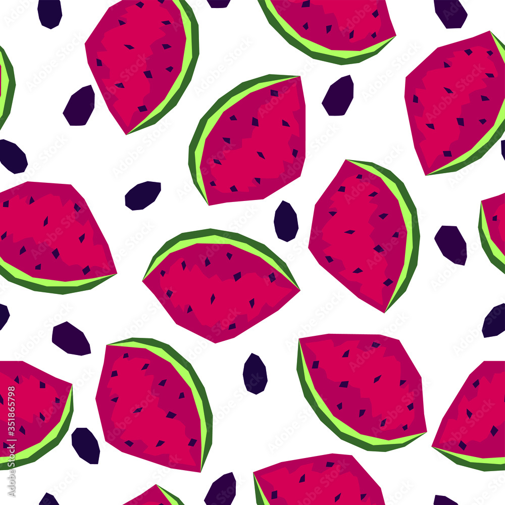 Vector seamless bright pattern with watermelon slices Vector seamless bright pattern with watermelon slices