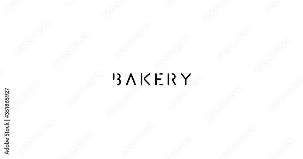Bakery Text Animation -4K Resolution. On White Background Bakery Text Animation -4K Resolution. On White Background