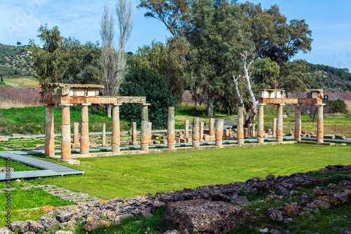 Temple of Artemis in archaeological site of Brauron, Attica, Greece photo