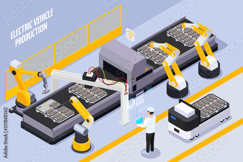 Electric Vehicles Production Isometric
