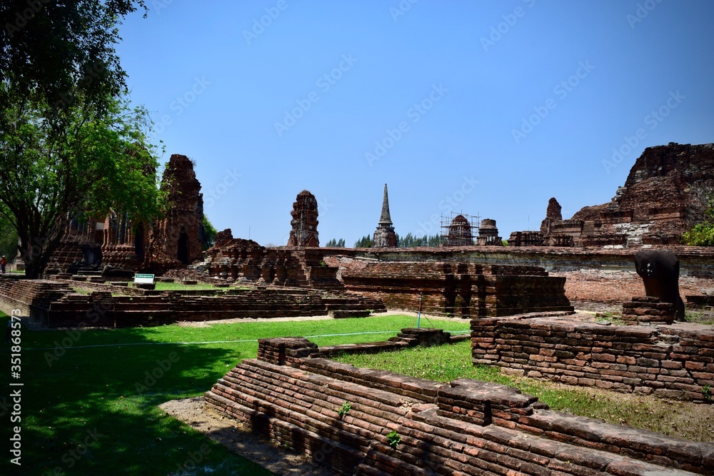 The view of Ayutthaya ruins.