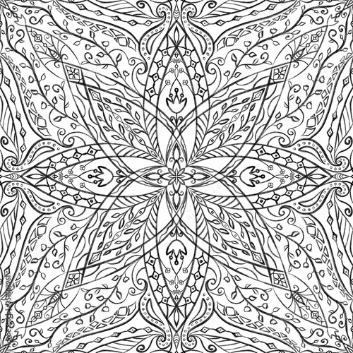 Hand drawn old looking ornament. Geometric ornament, colourful tile.
