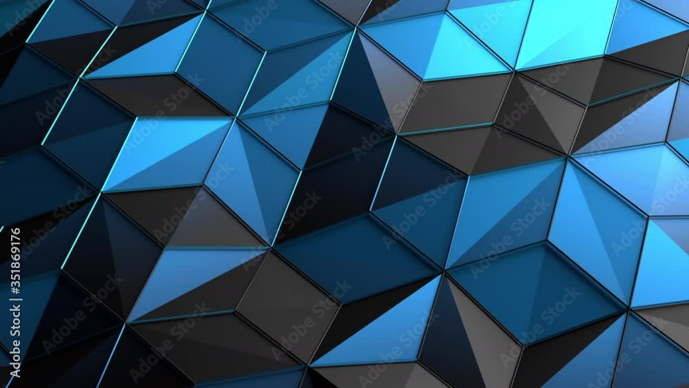 Abstract 3d render, motion background design, blue low poly surface, seamless looped 4k animation