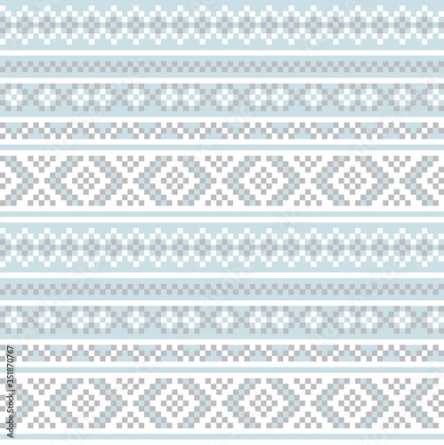 Sky Blue Christmas Fair Isle Seamless Pattern Background