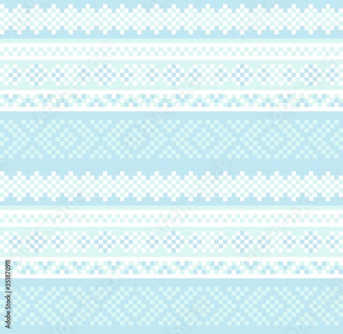 Sky Blue Christmas Fair Isle Seamless Pattern Background