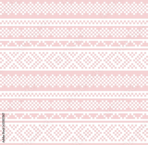 Pink Christmas Fair Isle Seamless Pattern Background
